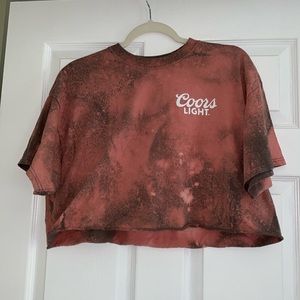Coors Light bleach washed cropped tee